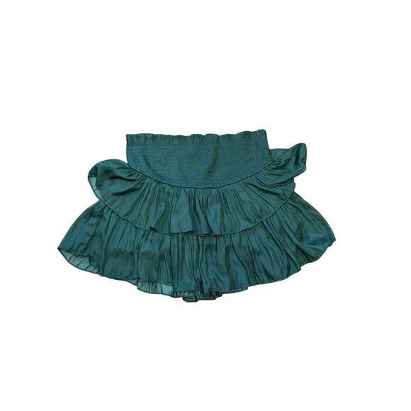 South Boutique Green Ruffle‎ Mini Skirt Layered Elastic Waist Flowy Boho Large - Picture 2 of 5